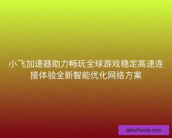 小飞加速器助力畅玩全球游戏稳定高速连接体验全新智能优化网络方案