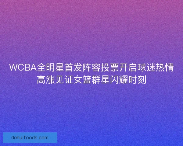 WCBA全明星首发阵容投票开启球迷热情高涨见证女篮群星闪耀时刻