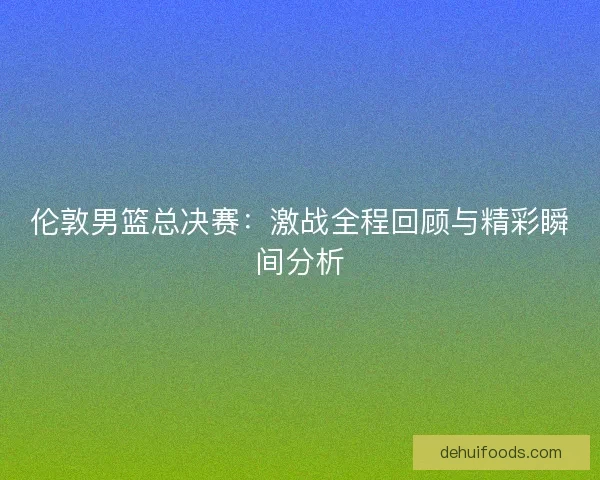 伦敦男篮总决赛：激战全程回顾与精彩瞬间分析
