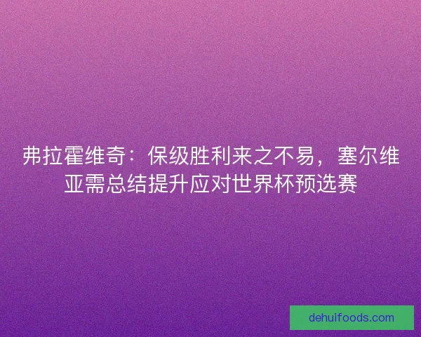 弗拉霍维奇：保级胜利来之不易，塞尔维亚需总结提升应对世界杯预选赛