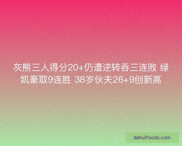 灰熊三人得分20+仍遭逆转吞三连败 绿凯豪取9连胜 38岁伙夫26+9创新高